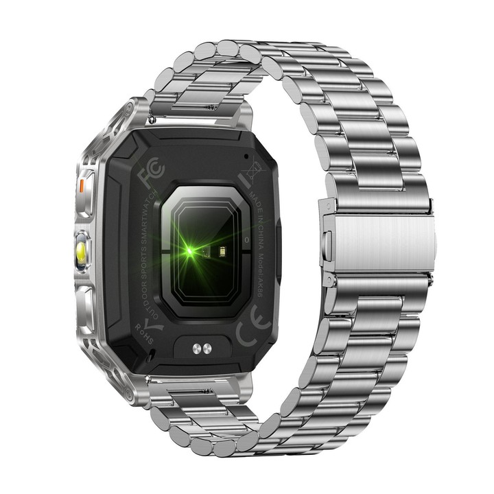 QS86 2.01-inch Smart Watch, Support BT Call, Heart Rate, Blood Oxygen(Steel Silver Steel Strap)
