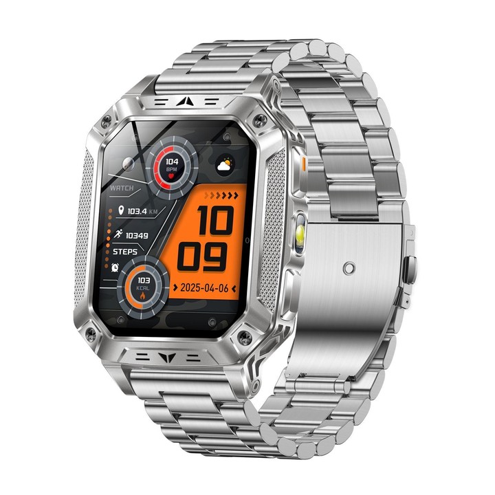 QS86 2.01-inch Smart Watch, Support BT Call, Heart Rate, Blood Oxygen(Steel Silver Steel Strap)