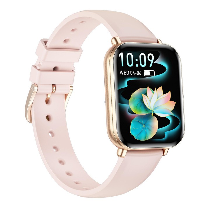 QS01 Pro 1.75-inch Smart Watch, Support Heart Rate, Blood Pressure, Blood Oxygen(Gold Silicone Strap)