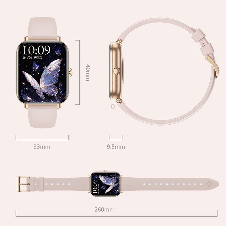 QS01 Pro 1.75-inch Smart Watch, Support Heart Rate, Blood Pressure, Blood Oxygen(Gold Silicone Strap)