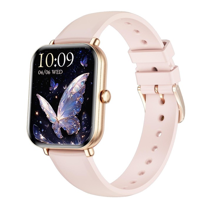 QS01 Pro 1.75-inch Smart Watch, Support Heart Rate, Blood Pressure, Blood Oxygen(Gold Silicone Strap)