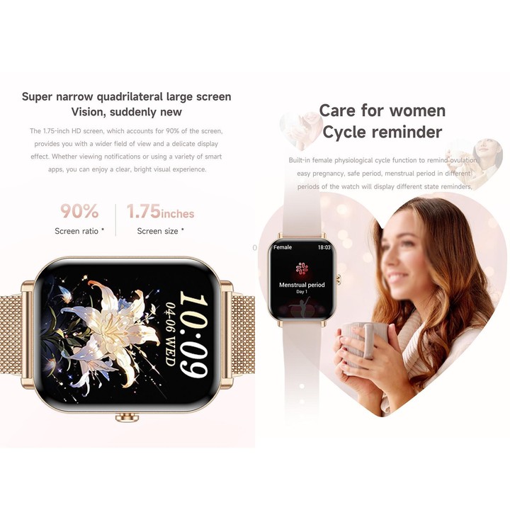 QS01 Pro 1.75-inch Smart Watch, Support Heart Rate, Blood Pressure, Blood Oxygen(Starlight Silicone Strap)
