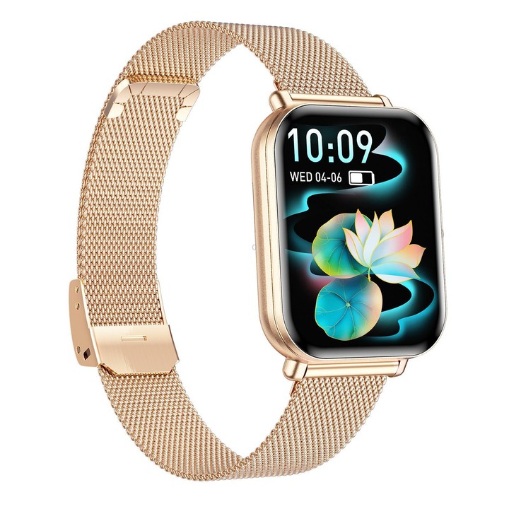 QS01 Pro 1.75-inch Smart Watch, Support Heart Rate, Blood Pressure, Blood Oxygen(Gold Milanese Steel Strap)
