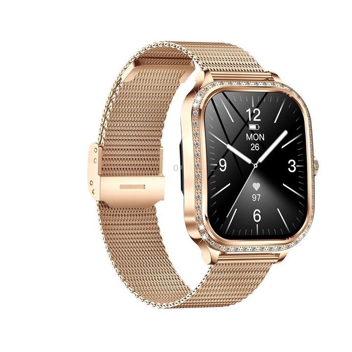 QS01 1.75-inch Smart Watch, Support Heart Rate, Blood Pressure, Blood Oxygen(Gold Steel Strap)