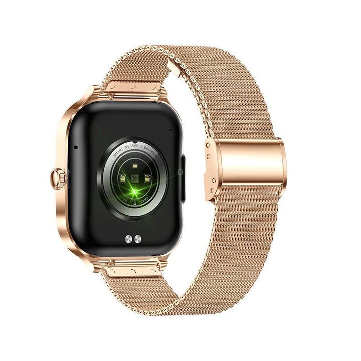 QS01 1.75-inch Smart Watch, Support Heart Rate, Blood Pressure, Blood Oxygen(Gold Steel Strap)