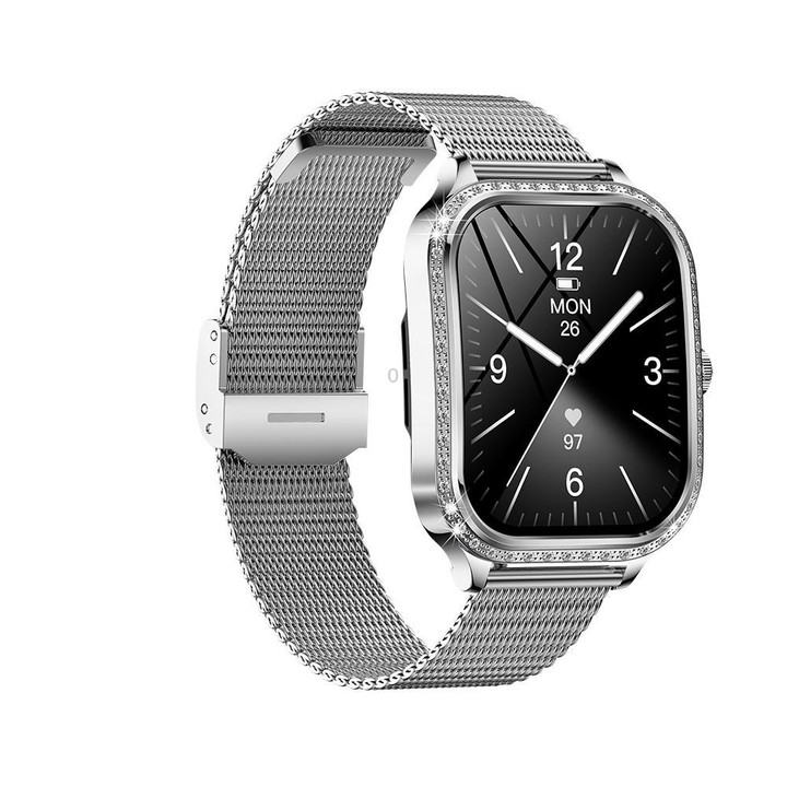 QS01 1.75-inch Smart Watch, Support Heart Rate, Blood Pressure, Blood Oxygen(Silver Steel Strap)