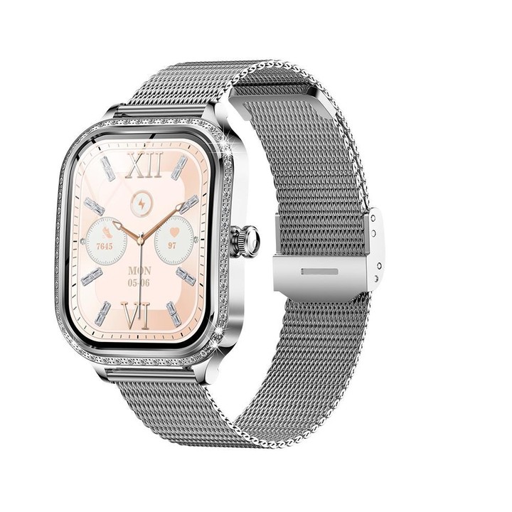 QS01 1.75-inch Smart Watch, Support Heart Rate, Blood Pressure, Blood Oxygen(Silver Steel Strap)