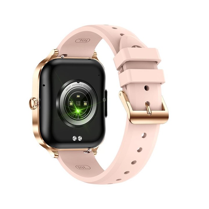 QS01 1.75-inch Smart Watch, Support Heart Rate, Blood Pressure, Blood Oxygen(Gold Silicone Strap)