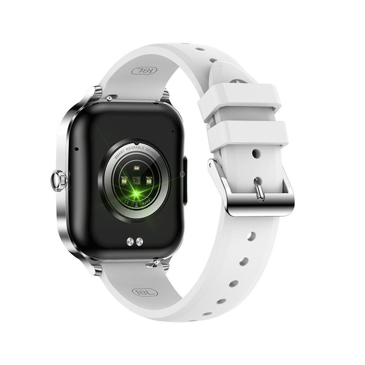 QS01 1.75-inch Smart Watch, Support Heart Rate, Blood Pressure, Blood Oxygen(Silver Silicone Strap)