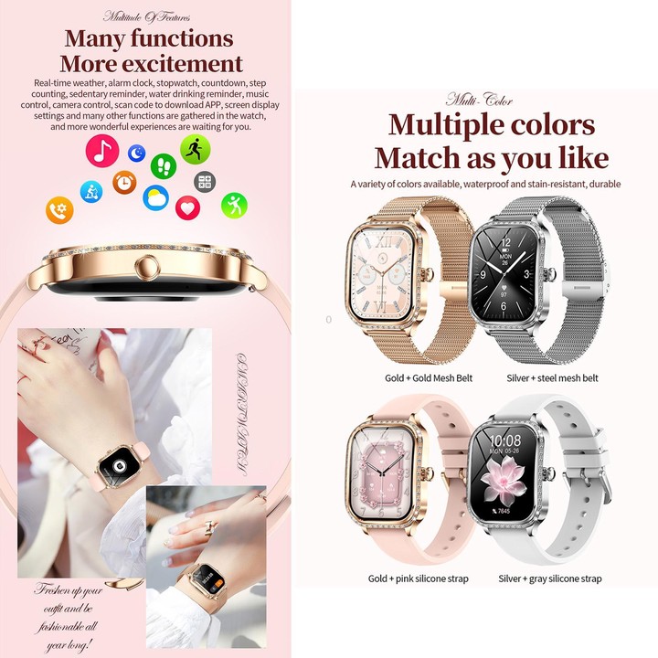 QS01 1.75-inch Smart Watch, Support Heart Rate, Blood Pressure, Blood Oxygen(Silver Silicone Strap)