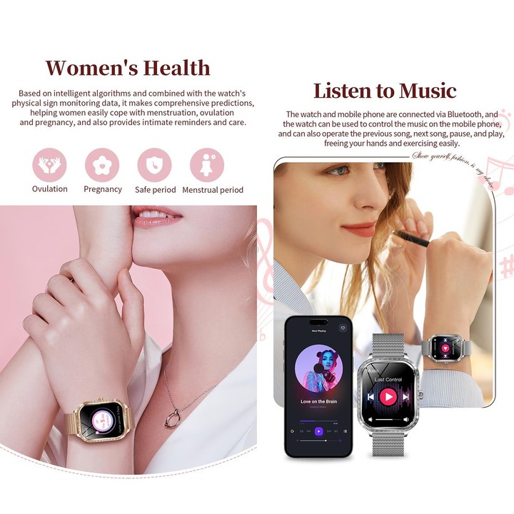 QS01 1.75-inch Smart Watch, Support Heart Rate, Blood Pressure, Blood Oxygen(Silver Silicone Strap)