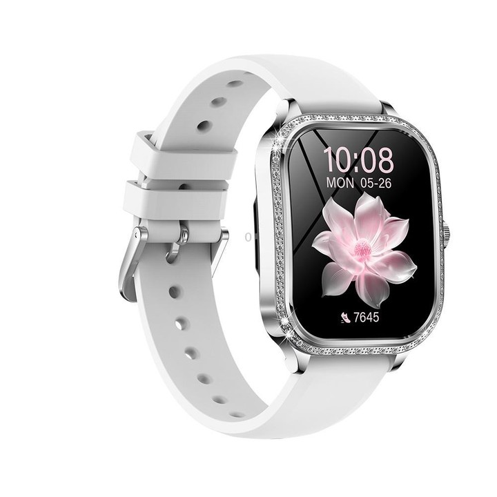 QS01 1.75-inch Smart Watch, Support Heart Rate, Blood Pressure, Blood Oxygen(Silver Silicone Strap)