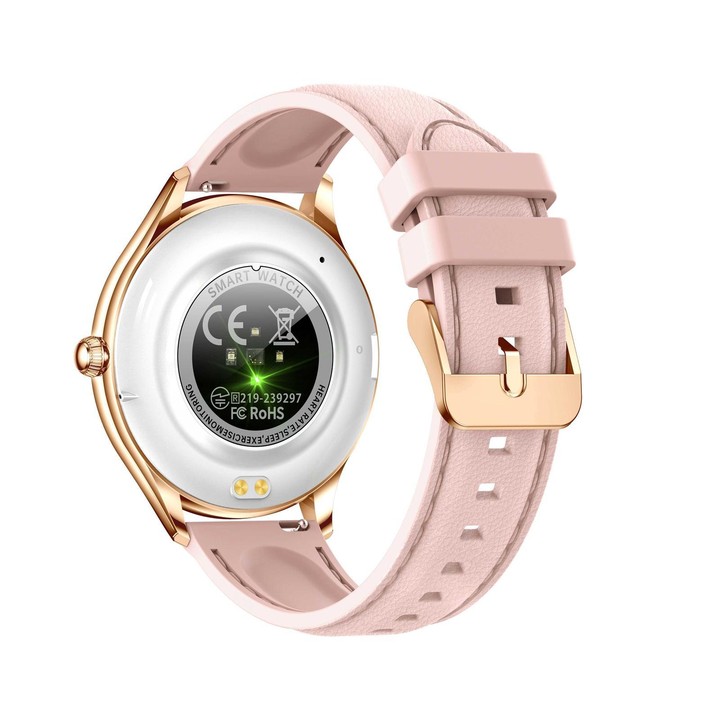 QS36 1.43-inch Smart Watch, Support Heart Rate, Blood Pressure, Blood Oxygen, Female Physiological Cycle(Gold Pink Silicone Band