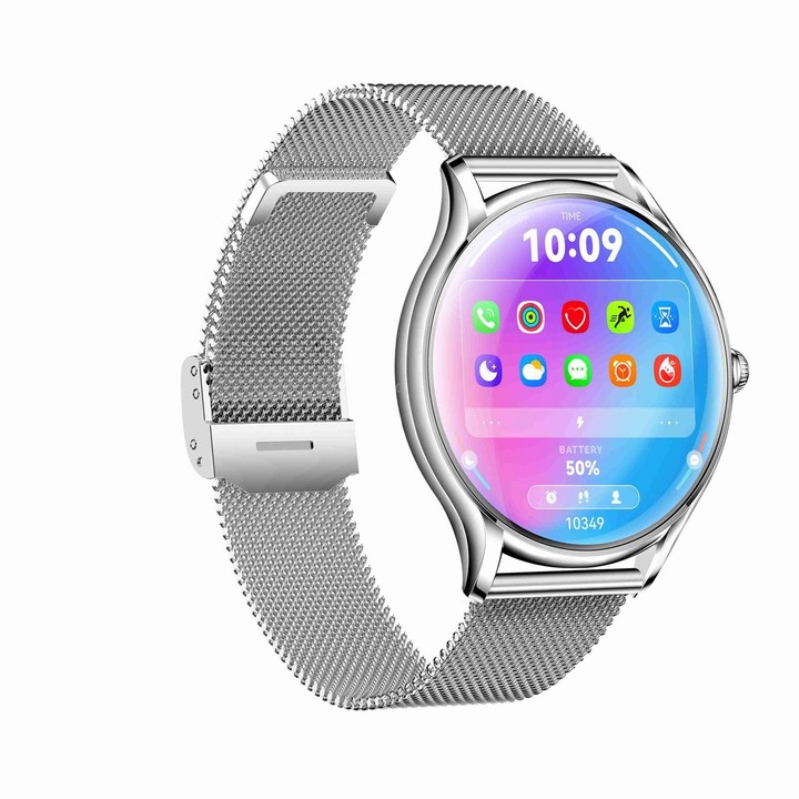 QS36 1.43-inch Smart Watch, Support Heart Rate, Blood Pressure, Blood Oxygen, Female Physiological Cycle(Silver Steel Strap)
