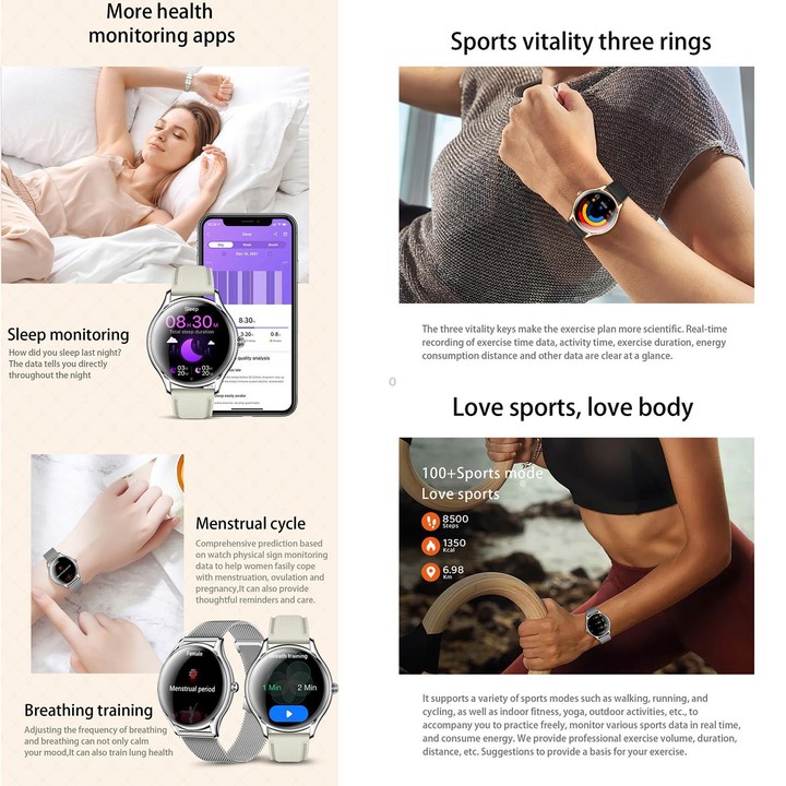 QS36 1.43-inch Smart Watch, Support Heart Rate, Blood Pressure, Blood Oxygen, Female Physiological Cycle(Gold Steel Strap)