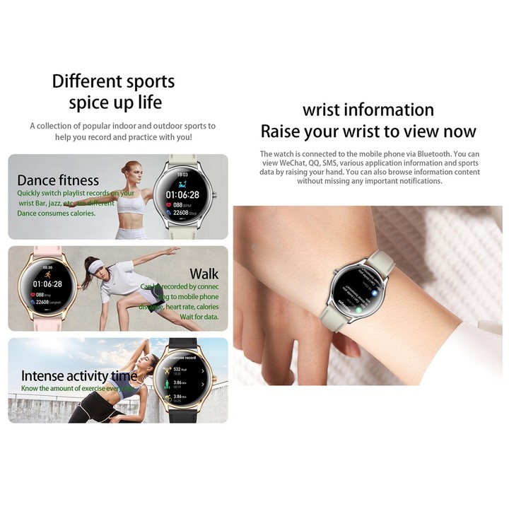 QS36 1.43-inch Smart Watch, Support Heart Rate, Blood Pressure, Blood Oxygen, Female Physiological Cycle(Gold Steel Strap)