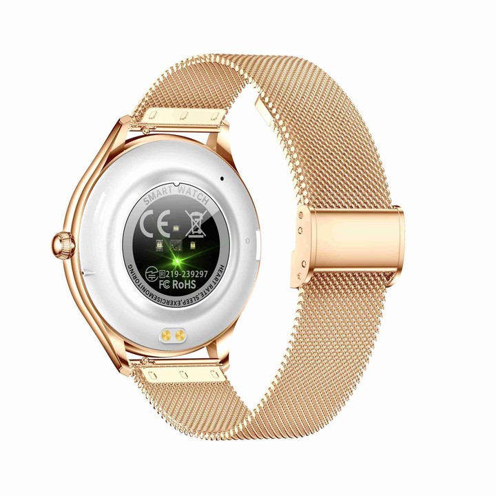 QS36 1.43-inch Smart Watch, Support Heart Rate, Blood Pressure, Blood Oxygen, Female Physiological Cycle(Gold Steel Strap)