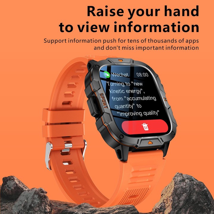 QX12 1.96-inch IPS Display Outdoor Sports IP68 Smart Watch with Flashlight(Blue)