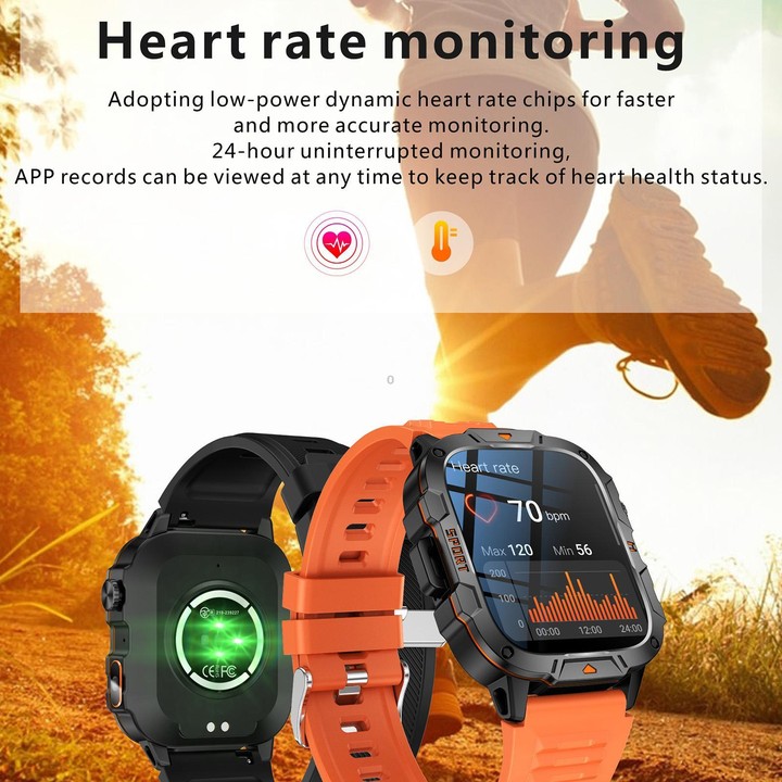 QX12 1.96-inch IPS Display Outdoor Sports IP68 Smart Watch with Flashlight(Blue)