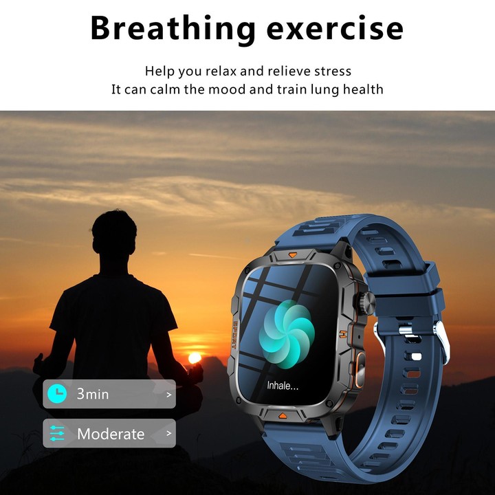 QX12 1.96-inch IPS Display Outdoor Sports IP68 Smart Watch with Flashlight(Blue)