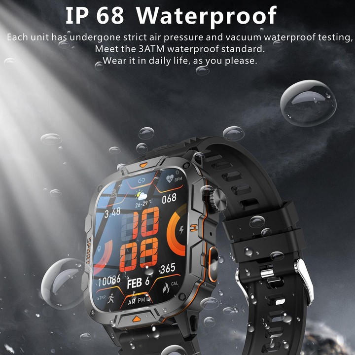 QX12 1.96-inch IPS Display Outdoor Sports IP68 Smart Watch with Flashlight(Blue)