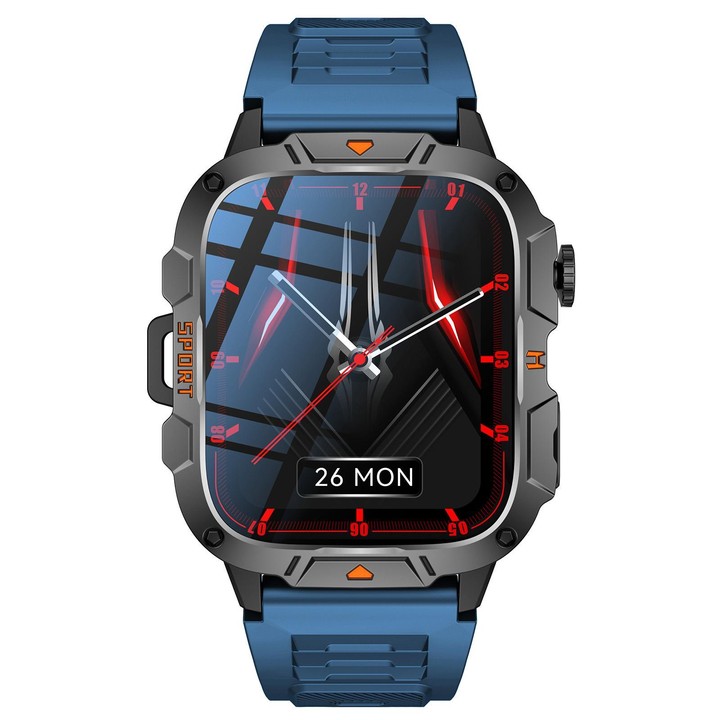 QX12 1.96-inch IPS Display Outdoor Sports IP68 Smart Watch with Flashlight(Blue)