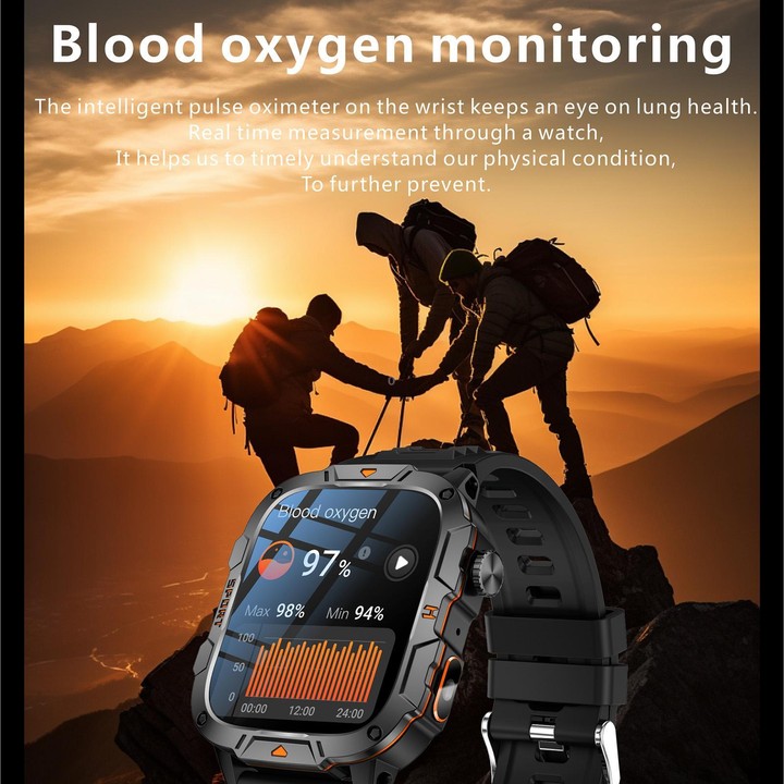 QX12 1.96-inch IPS Display Outdoor Sports IP68 Smart Watch with Flashlight(Beige)