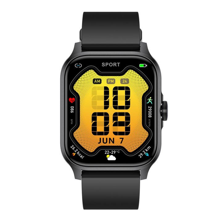 QX15 1.85-inch TFT Display Smart Sports Watch Built-in Heart Rate Monitor(Black)