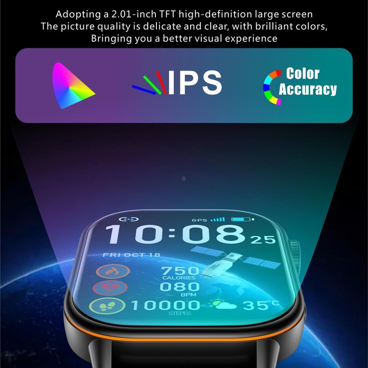 QX17 2.01-inch IPS Display Outdoor Sports Smart Watch Built-in GPS / Compass(Black)