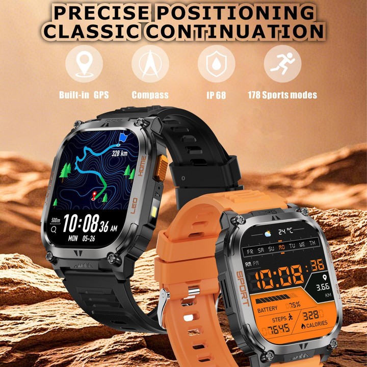 QX18 2.01-inch Display GPS Outdoor Sports Smart Watch Built-in Heart Rate Monitor(Orange)