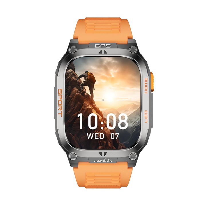 QX18 2.01-inch Display GPS Outdoor Sports Smart Watch Built-in Heart Rate Monitor(Orange)