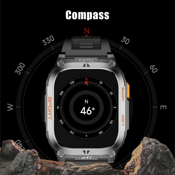 QX18 2.01-inch Display GPS Outdoor Sports Smart Watch Built-in Heart Rate Monitor(Orange)