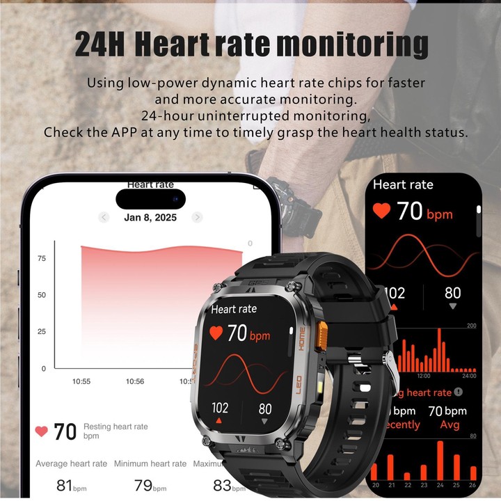 QX18 2.01-inch Display GPS Outdoor Sports Smart Watch Built-in Heart Rate Monitor(Black)
