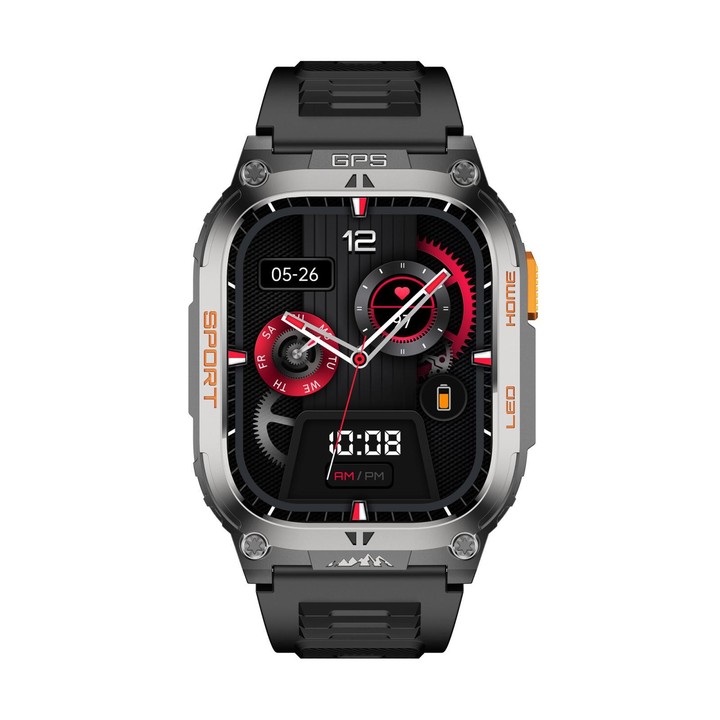 QX18 2.01-inch Display GPS Outdoor Sports Smart Watch Built-in Heart Rate Monitor(Black)