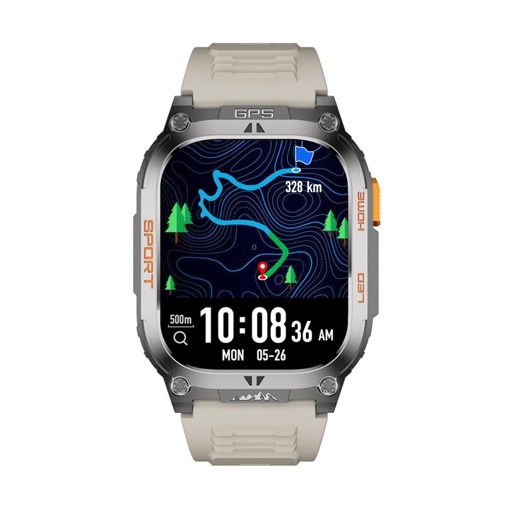 QX18 2.01-inch Display GPS Outdoor Sports Smart Watch Built-in Heart Rate Monitor(Beige)