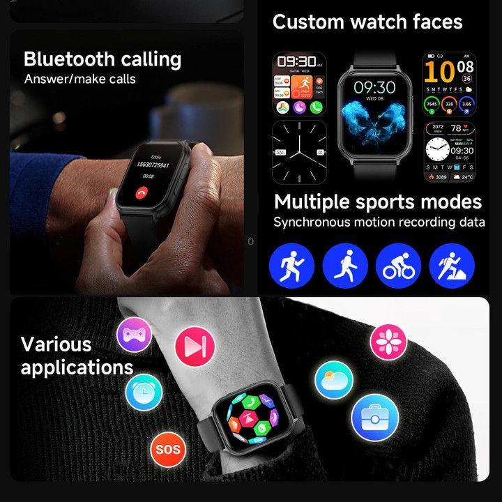 T15 1.83-inch TFT Display IP67 Smart Sports Watch Built-in Health Monitoring(Black)