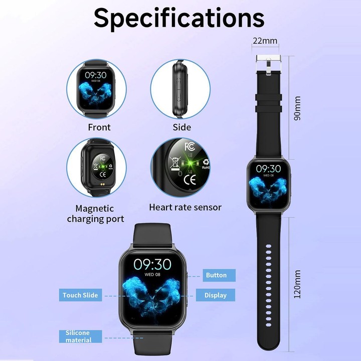 T15 1.83-inch TFT Display IP67 Smart Sports Watch Built-in Health Monitoring(Silver)