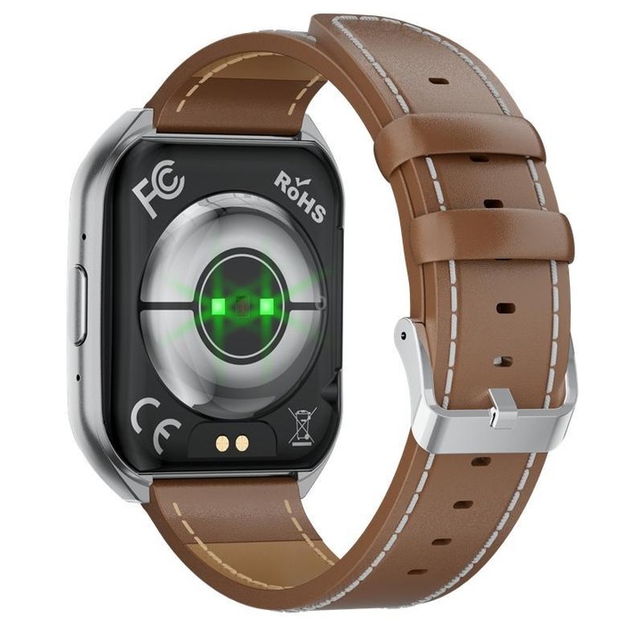QS66 1.83-inch Smart Watch, Support BT Call, Heart Rate, Blood Oxygen(Silver Vegan Leather Band)