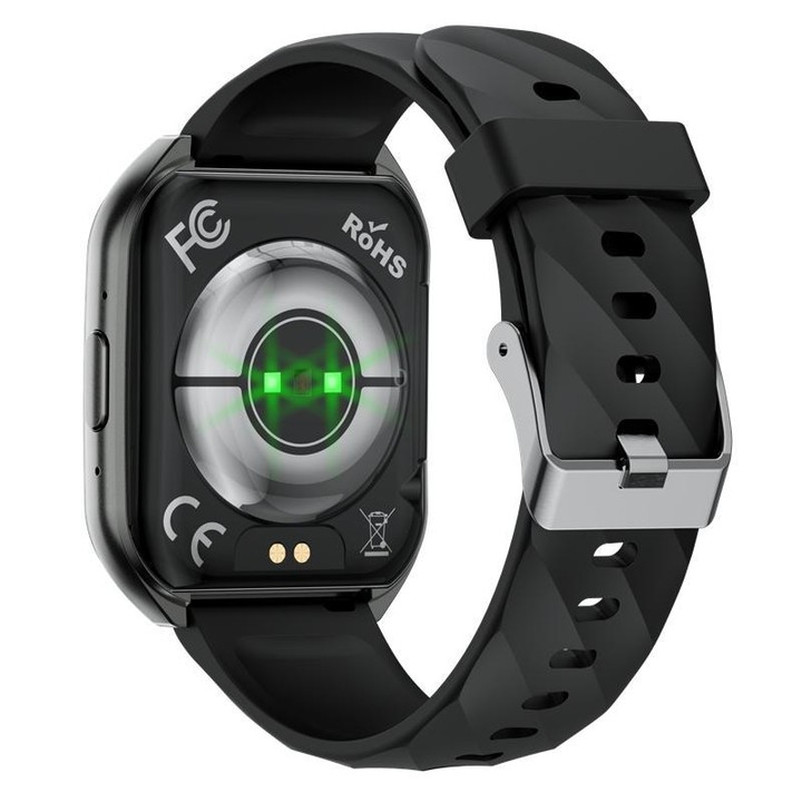 QS66 1.83-inch Smart Watch, Support BT Call, Heart Rate, Blood Oxygen(Black Silicone Band)