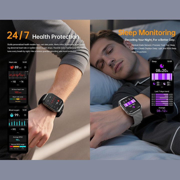 QS66 1.83-inch Smart Watch, Support BT Call, Heart Rate, Blood Oxygen(Black Silicone Band)
