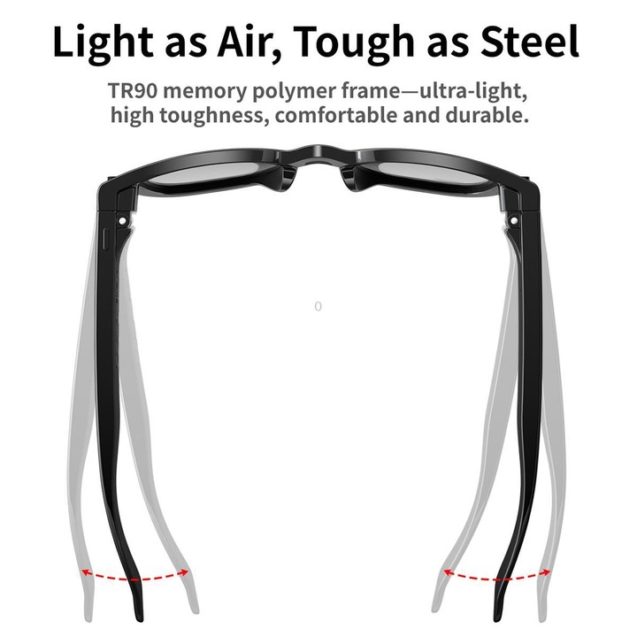 MT3 8MP Smart AI Glasses, WiFi, Touch Control, BT Call(Matte Black Frame Sunglasses + Clear Lens)