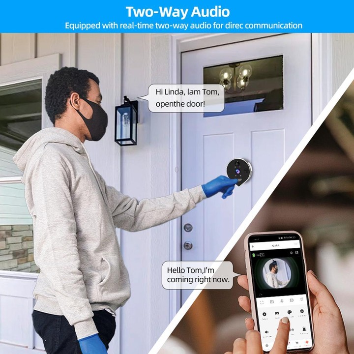 RH-PD7 4.3 inch HD Screen 360 Degree Panoramic Peephole 2.4G Wireless WiFi Video Doorbell(Gray Black)