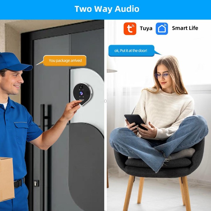 RH-PD7 4.3 inch HD Screen 360 Degree Panoramic Peephole 2.4G Wireless WiFi Video Doorbell(Gray Black)