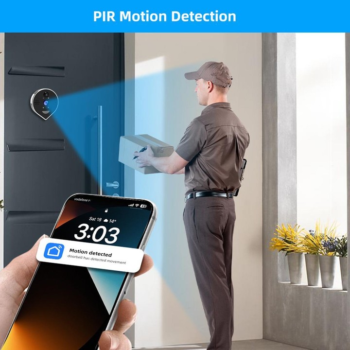 RH-PD7 4.3 inch HD Screen 360 Degree Panoramic Peephole 2.4G Wireless WiFi Video Doorbell(Gray Black)