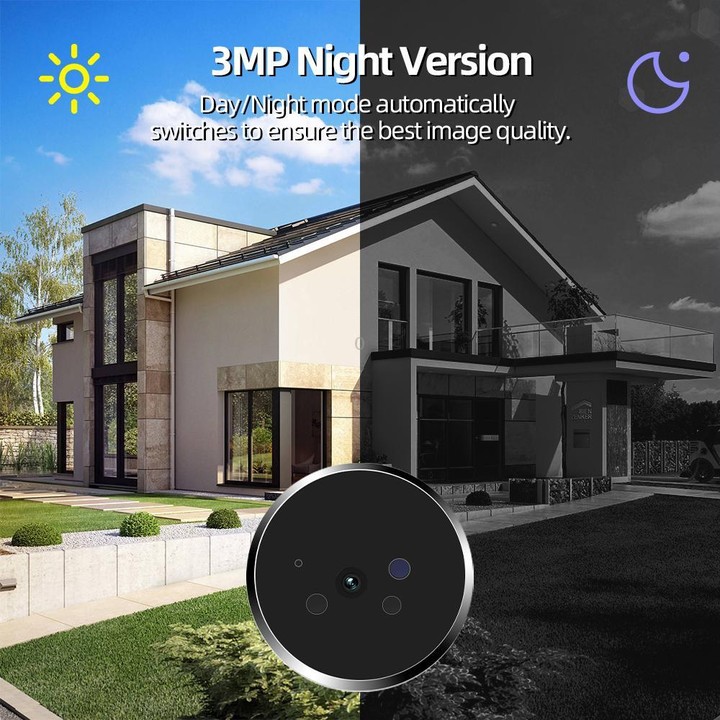 RH-PD9 4.3 inch HD Screen Microwave Radar Motion Detection Peephole WiFi Video Doorbell(Gray Black)