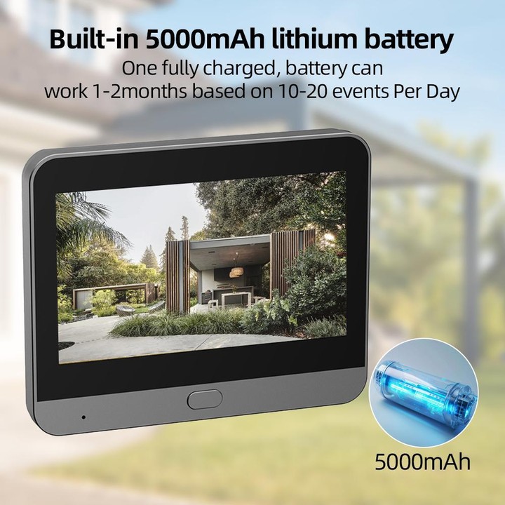 RH-PD9 4.3 inch HD Screen Microwave Radar Motion Detection Peephole WiFi Video Doorbell(Gray Black)