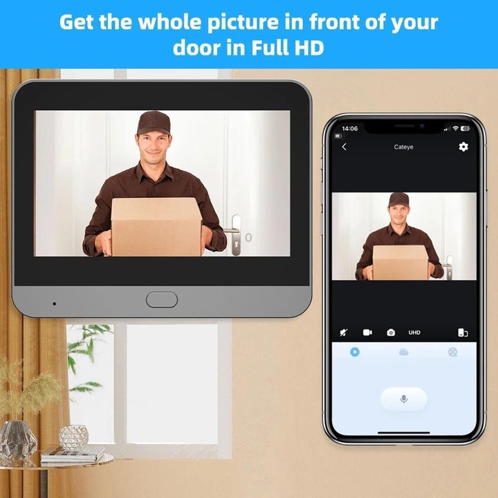 RH-PD10-I 4.3 inch HD Screen Motion Detection Smart WiFi Video Doorbell(Gray Black)