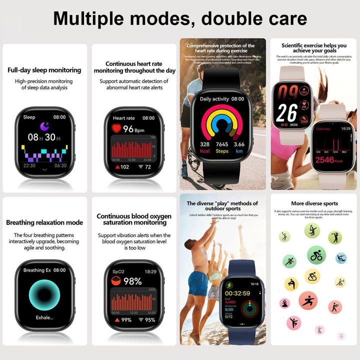 QS15 1.88 inch HD TFT Screen Smart Watch, Support Health Monitoring, Multiple Sports Modes(Blue)