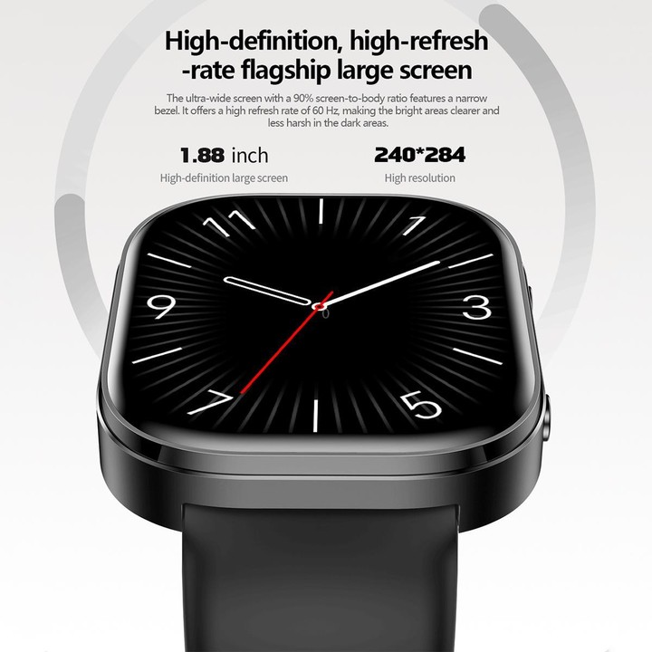 QS15 1.88 inch HD TFT Screen Smart Watch, Support Health Monitoring, Multiple Sports Modes(Wavy Black)