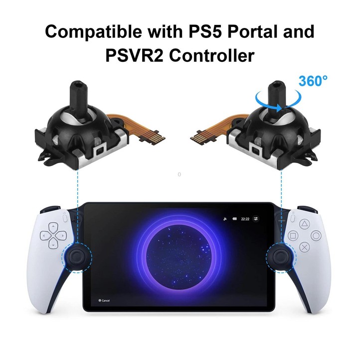 For Sony PS5 Portal 1 Pair 3D Hall Effect Analog Joystick(Black)